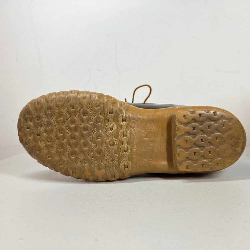 LL Bean Bean Boots Mens 9 M Leather Brown Rubber Waterproof‎ Made USA Duck VTG